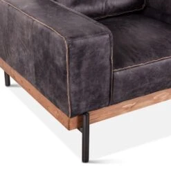 Chiavari Distressed Antique Ebony Leather Armchair -Household Items Series ZWCIAMCHAE det