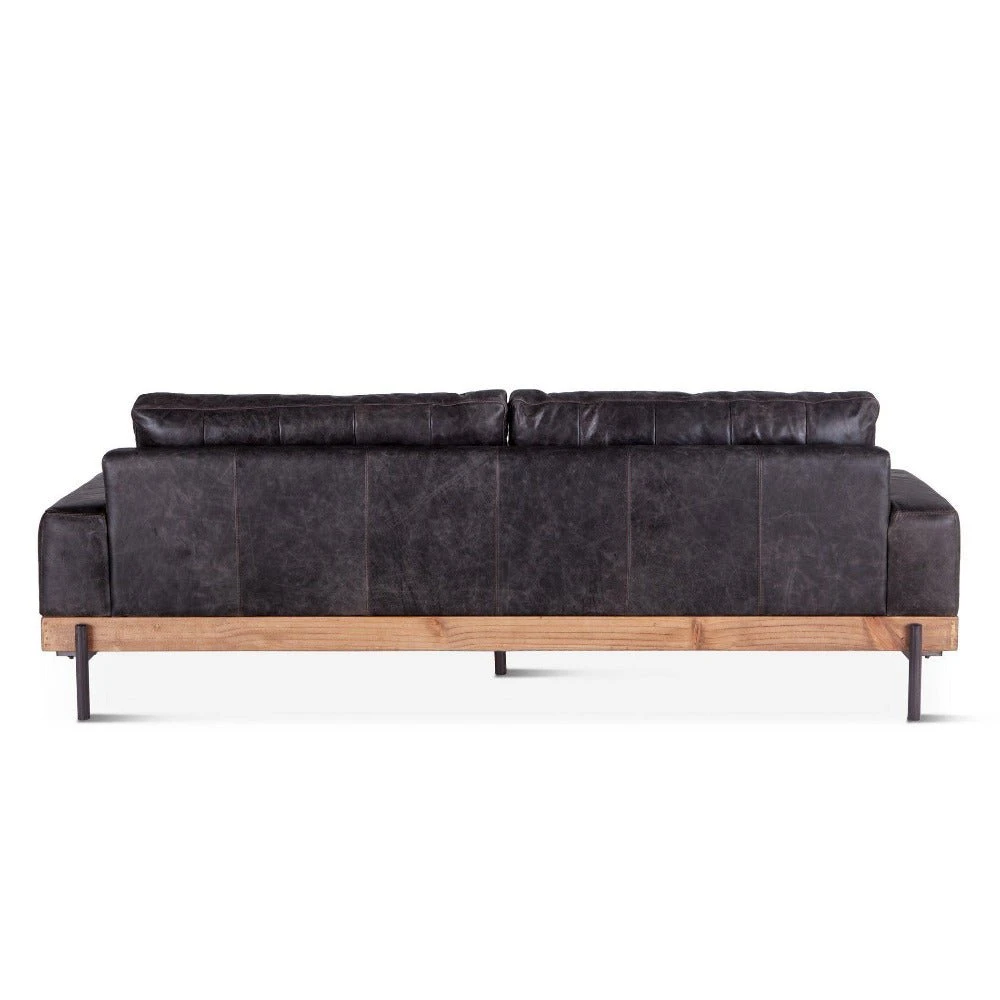 Chiavari Distressed Ebony Leather Sofa 5 Chiavari Distressed Ebony Leather Sofa - Image 3