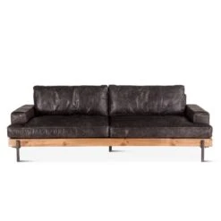 Chiavari Distressed Ebony Leather Sofa