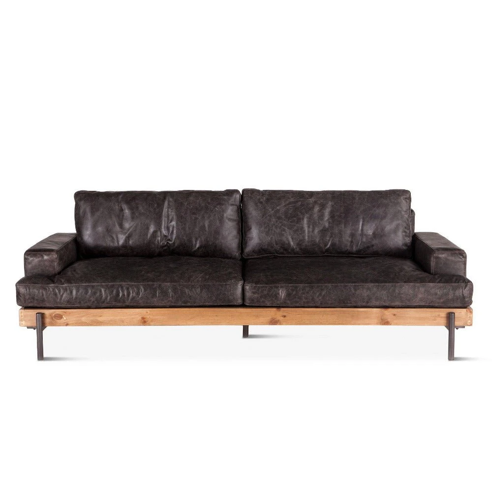 Chiavari Distressed Ebony Leather Sofa 3 Chiavari Distressed Ebony Leather Sofa