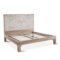 Haveli Mango Wood Geometric Carved Bed