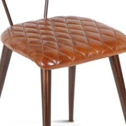 Hudson Diamond Stitched Leather Dining Chair, Set Of 2 -Household Items Series ZWHDSCEL 2X det