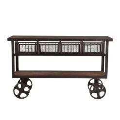 Paxton Rustic Industrial 60" Rolling Utility Cart