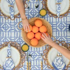 Blue Bamboo Tablecloth -Household Items Series blue bamboo tablecloth napkins oranges