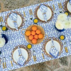 Blue Bamboo Tablecloth -Household Items Series blue bamboo tablecloth overhead oranges