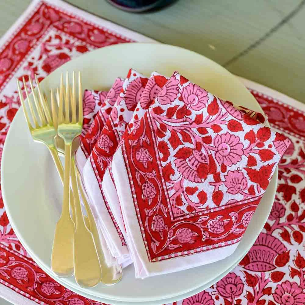 Crimson Blossom Napkin | Set Of 4 6 Crimson Blossom Napkin | Set Of 4 - Image 4