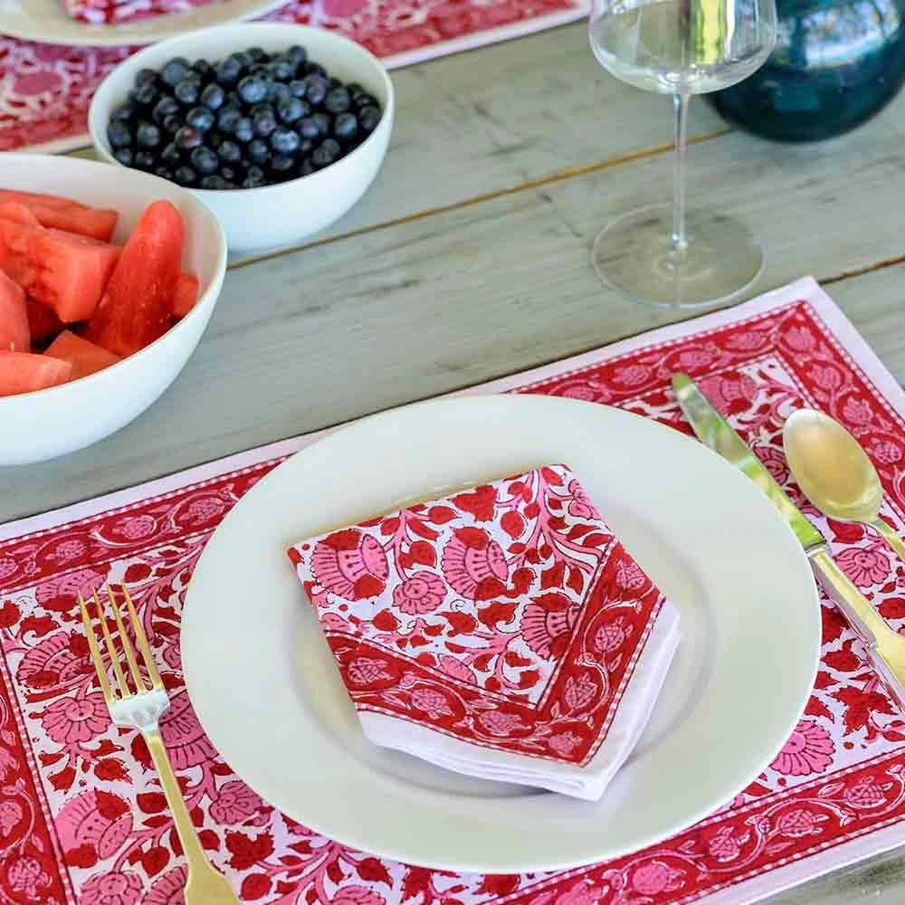 Crimson Blossom Placemat | Set Of 4 4 Crimson Blossom Placemat | Set Of 4 - Image 2