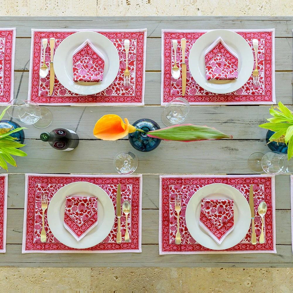 Crimson Blossom Placemat | Set Of 4 6 Crimson Blossom Placemat | Set Of 4 - Image 4