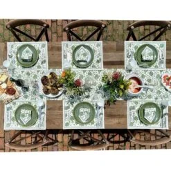 Dancing Artichokes Green Napkin | Set Of 4 -Household Items Series dancing artichokes green placemat napkin runner overhead 1000x1000 111258