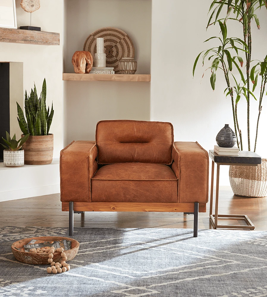 Chiavari Modern Cognac Leather Armchair 4 Chiavari Modern Cognac Leather Armchair - Image 2