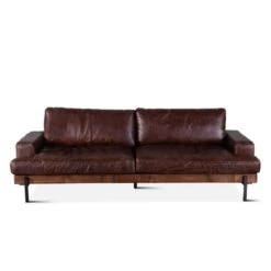 Chiavari Industrial Vintage Dark Brown Leather Sofa