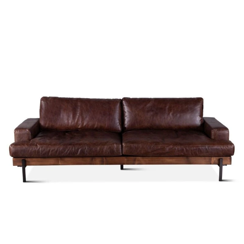 Chiavari Industrial Vintage Dark Brown Leather Sofa 3 Chiavari Industrial Vintage Dark Brown Leather Sofa