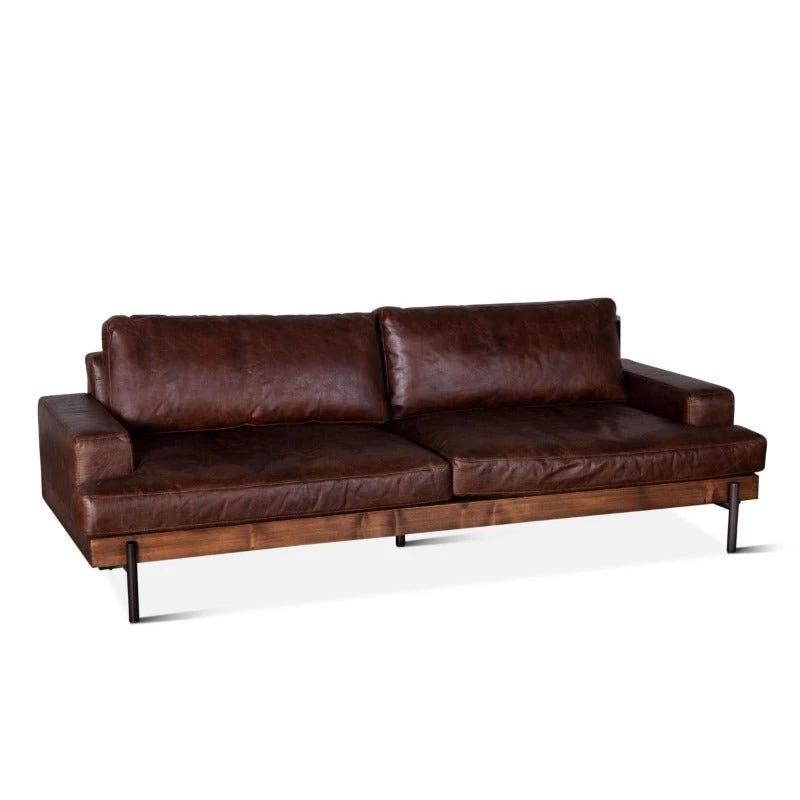 Chiavari Industrial Vintage Dark Brown Leather Sofa 4 Chiavari Industrial Vintage Dark Brown Leather Sofa - Image 2