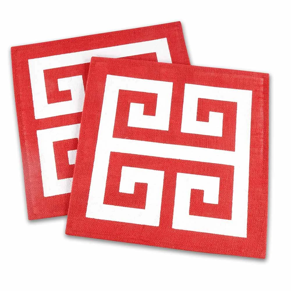 Regal Red Greek Key Jute Placemat | Set Of 4 3 Regal Red Greek Key Jute Placemat | Set Of 4