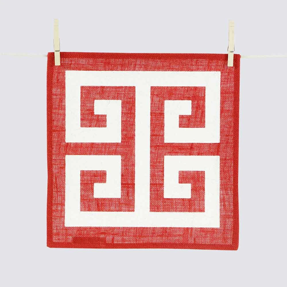 Regal Red Greek Key Jute Placemat | Set Of 4 4 Regal Red Greek Key Jute Placemat | Set Of 4 - Image 2