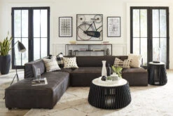 Chiavari Modular Sectional In Distressed Ebony Leather -Household Items Series sectional big