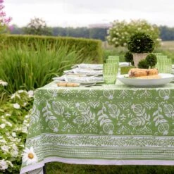 Pomegranate Green Tablecloth