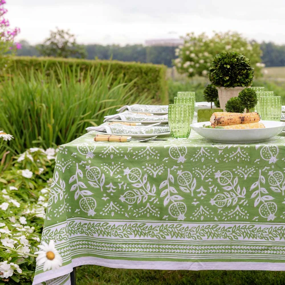 Pomegranate Green Tablecloth 3 Pomegranate Green Tablecloth