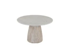 Palm Desert Natural Dining Marble Table With Washed Wood Base -Household Items Series whitemango